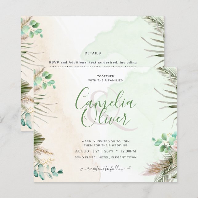 BUDGET Verdure Eucalyptus Pampas Mariage en herbe (Devant / Derrière)