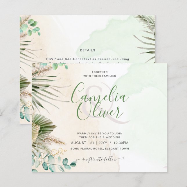BUDGET Verdure Eucalyptus Pampas Mariage en herbe (Devant / Derrière)