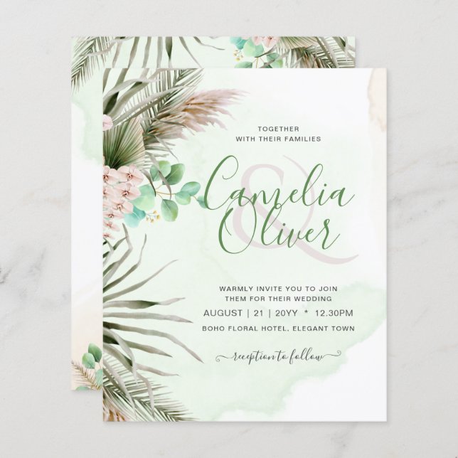 BUDGET Verdure Eucalyptus Pampas Mariage en herbe (Devant / Derrière)