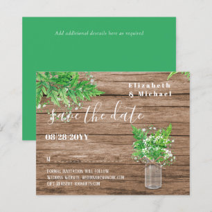 BUDGET Vert Économie Dates Ferns Rustic Mariage