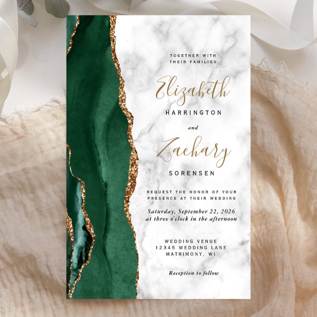 Budget Vert Émeraude Or Agate Marbre Mariage (Créateur téléchargé)