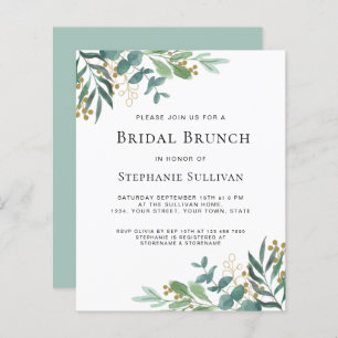 Budget Vert Eucalyptus Invitation de Brunch nuptia