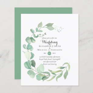 Budget vert Eucalyptus Mariage Invite