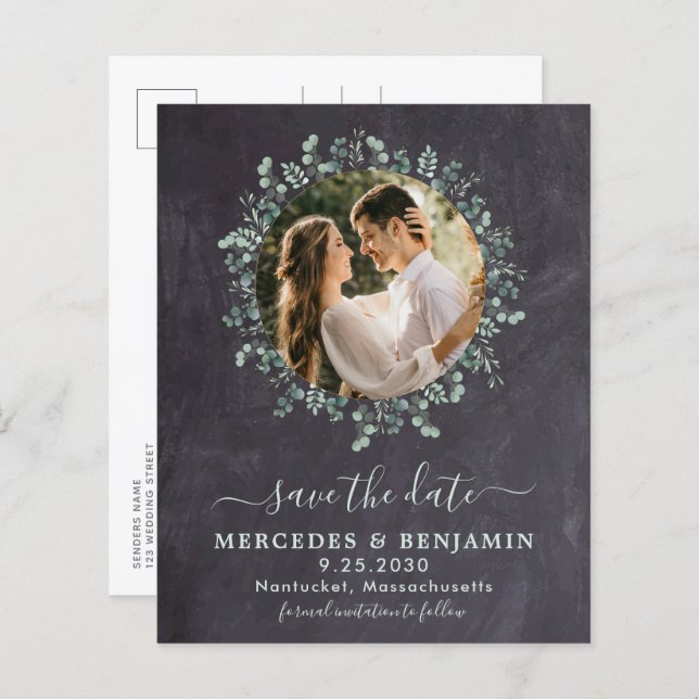 Budget Vert Eucalyptus Photo Enregistrer La Date P (Devant / Derrière)