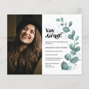 Budget Vert Eucalyptus Photo Grad Invitation de la