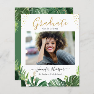 Budget vert Faire-part de graduation tropicale
