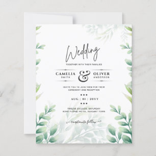 BUDGET Vert Faire-part de mariage QR CODE RQR RSVP