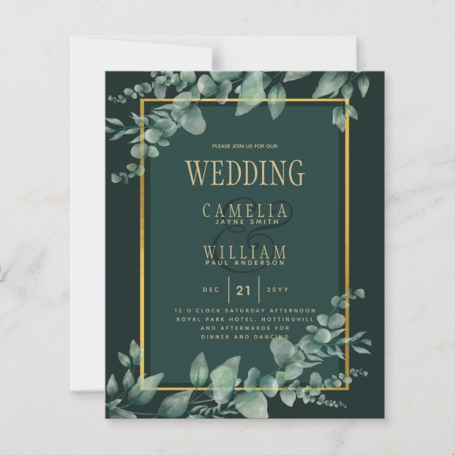 BUDGET Vert Faire-part de mariage QR CODE RQR RSVP (Devant)