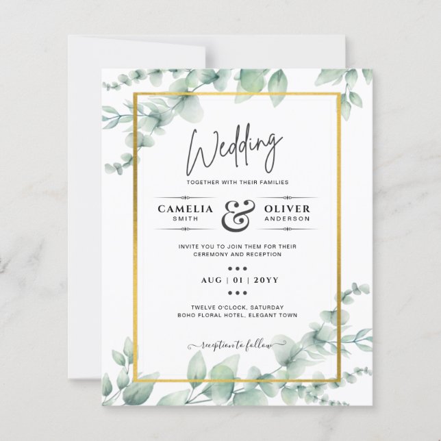 BUDGET Vert Faire-part de mariage QR CODE RQR RSVP (Devant)