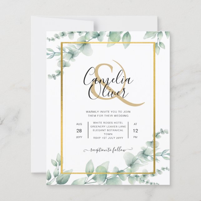 BUDGET Vert Faire-part de mariage QR CODE RQR RSVP (Devant)