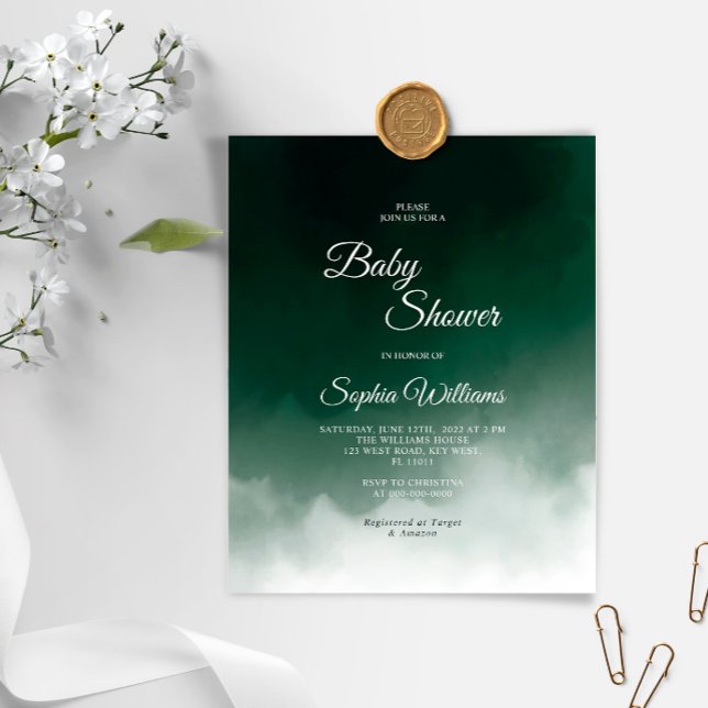 Budget Vert foncé Baby shower moderne Invitation (Créateur téléchargé)