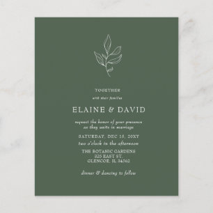 Budget Vert Moderne Botanique Mariage Invitations