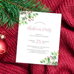 Budget vert moderne fête de Noël Invitation