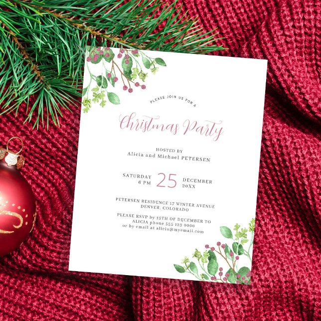 Budget vert moderne fête de Noël Invitation (Créateur téléchargé)