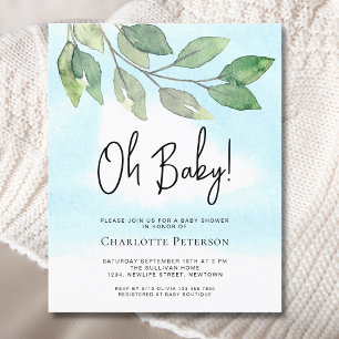 Budget Vert Oh Baby Baby shower Invitation