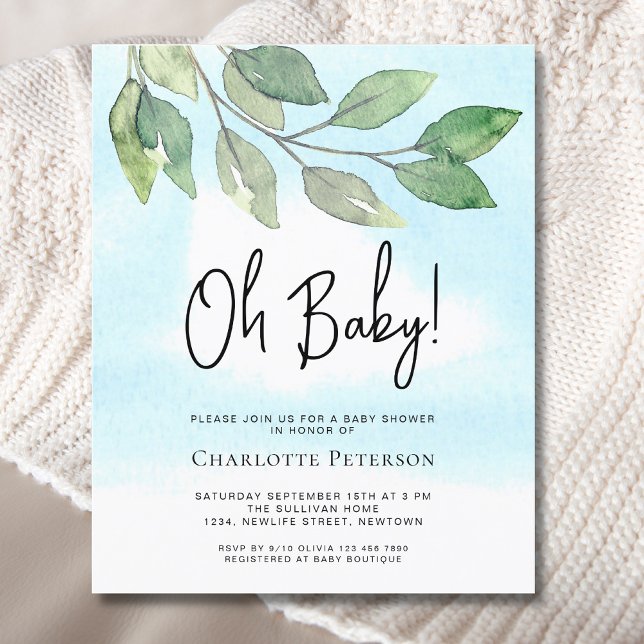 Budget Vert Oh Baby Baby shower Invitation (Créateur téléchargé)