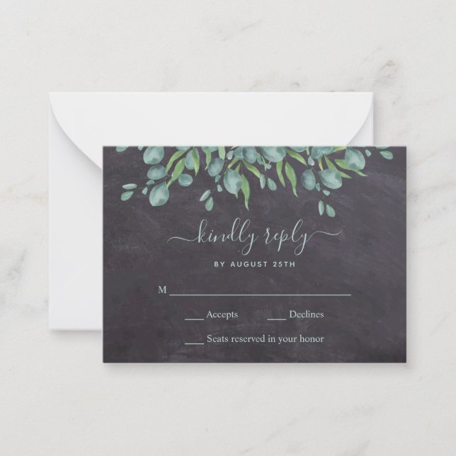 Budget vert Rustique Feuilles mariage carte RSVP (Devant)