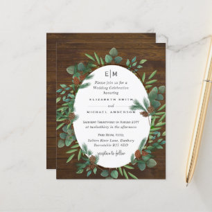 Budget Vert rustique Woodland Wedding Invite