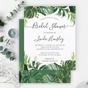 Budget vert Tropical Bridal Shower Invitations