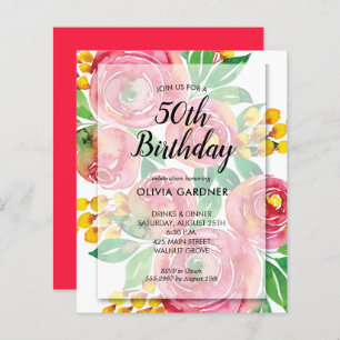 Budget Vibrant Aquarelle Florale Invitations d'ann