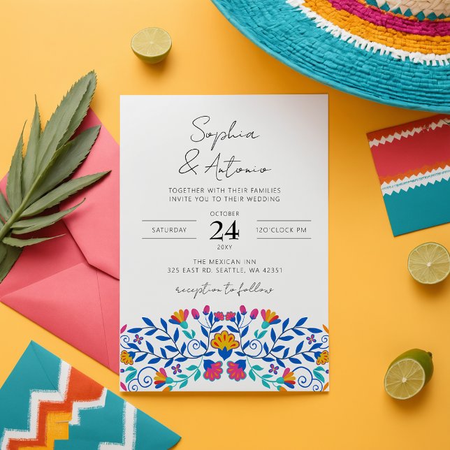 Budget Vibrant mexicain Floral Fiesta Mariage (Budget Vibrant Mexican Floral Fiesta Wedding Invitation)
