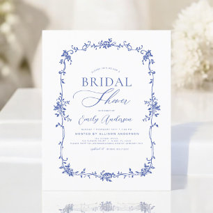 Budget Victorian Blue Bridal Shower Invitation