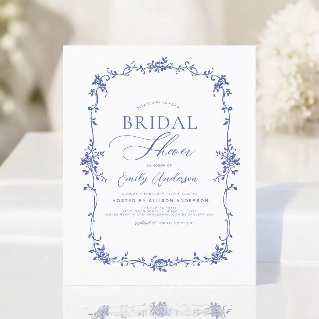 Budget Victorian Blue Bridal Shower Invitation (Créateur téléchargé)