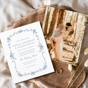 Budget Victorian Photo Blue Faire-part de mariage
