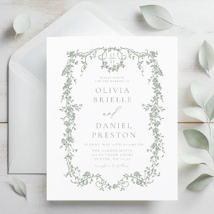Budget Victorian Sage Green Faire-part de mariage