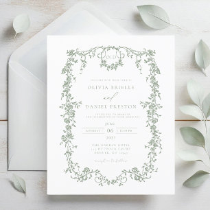 Budget Victorian Sage Green Faire-part de mariage
