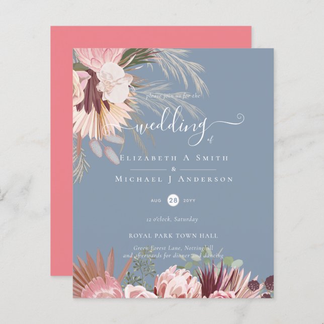 BUDGET Vin Bourgogne Pampas Grass Mariage Tropical (Devant / Derrière)