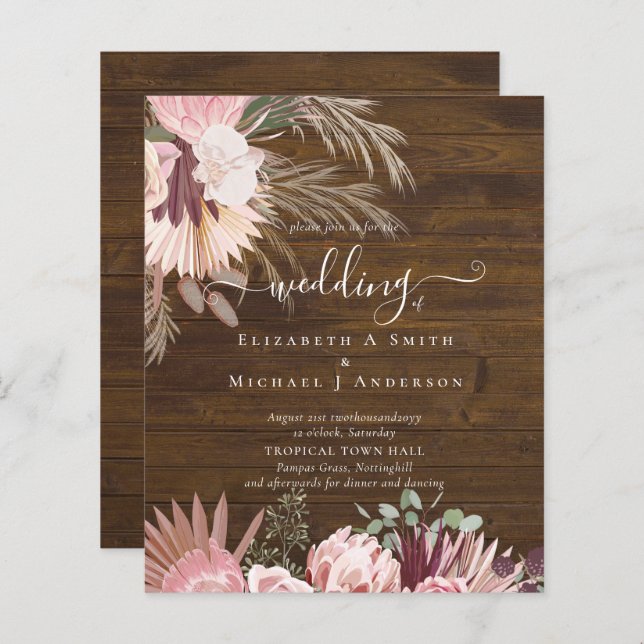 BUDGET Vin Bourgogne Pampas Grass Mariage Tropical (Devant / Derrière)