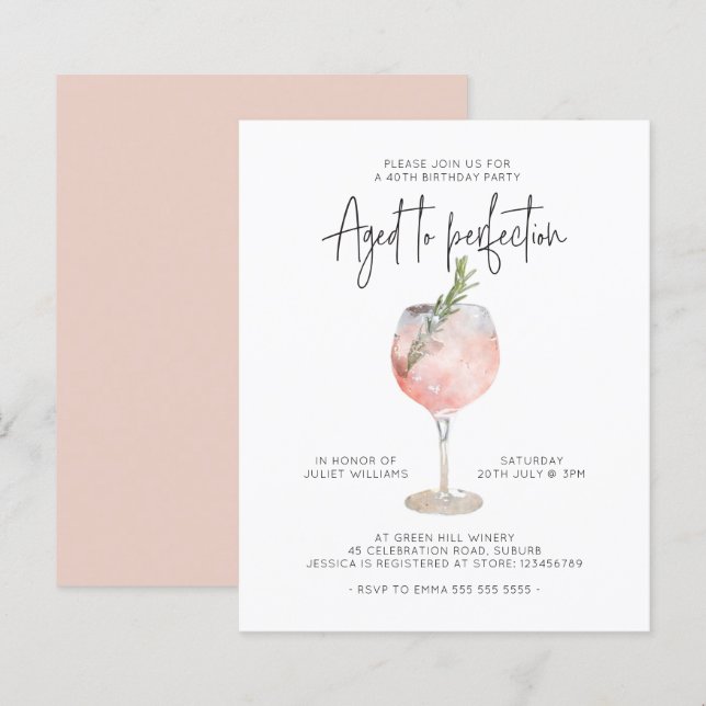 Budget Vin rose vieilli à la perfection 40e annive (Devant / Derrière)