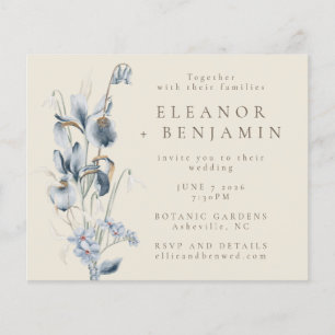 Budget Vintage Bleu Rustique Mariage Floral Invita