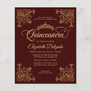 Budget Vintage Bourgogne Gold Frame Quinceanera