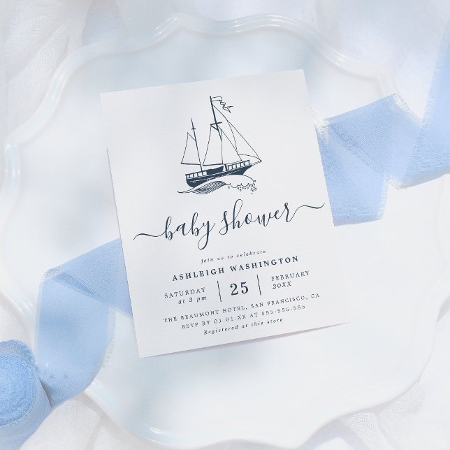 Budget Vintage Navire Marine Baby shower nautique (Créateur téléchargé)