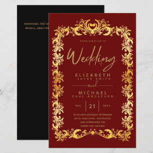BUDGET Vintage Or encadré Basse Mariage Invitation