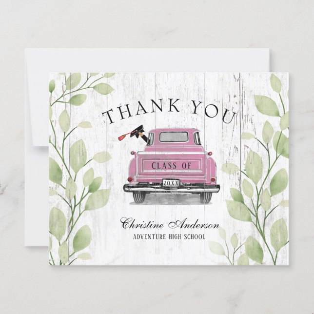 Budget Vintage Pink Truck Graduation Merci (Devant)
