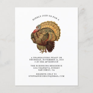 Budget Vintage Thanksgiving Dîner Invitation