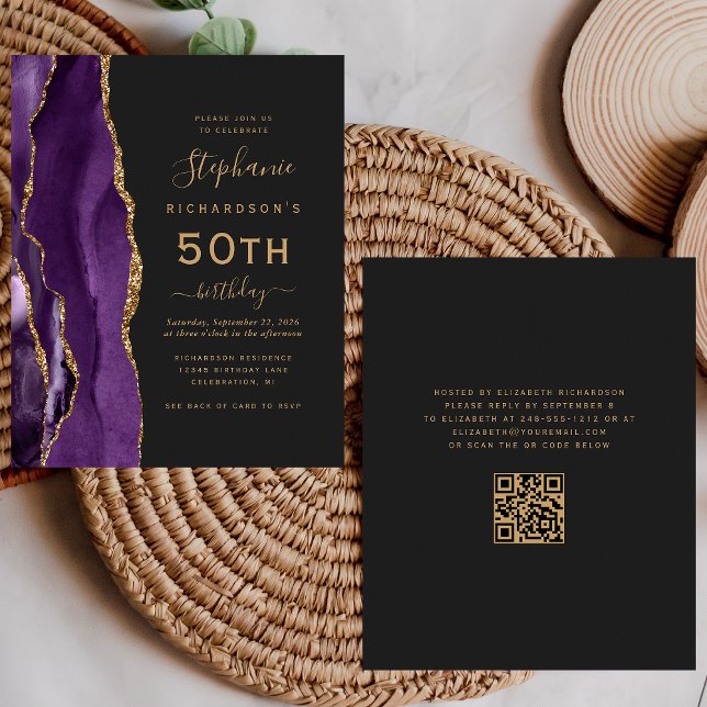 Budget Violet Agate QR Code 50e Anniversaire (Créateur téléchargé)