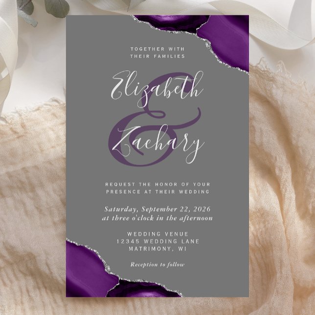 Budget Violet Argent Agate Coins Grise Mariage (Créateur téléchargé)