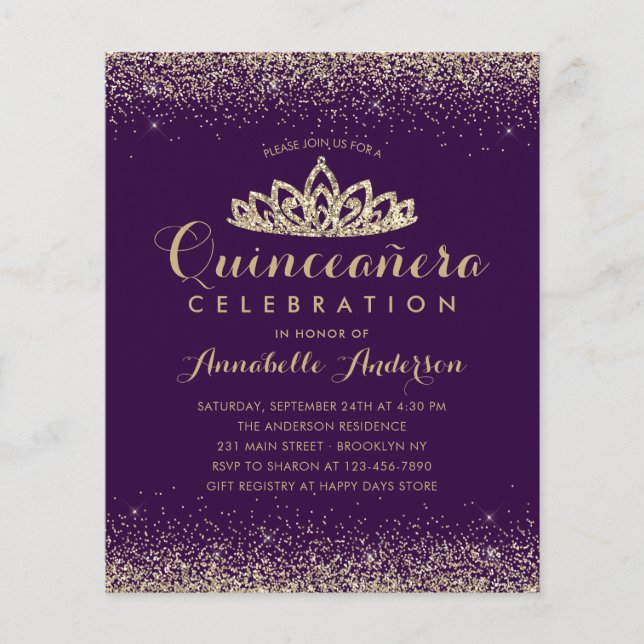 Budget Violet violet or Quinceañera Tiara Invitati (Devant)