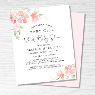 Budget Virtual Baby Girl Douche Floral Invitation