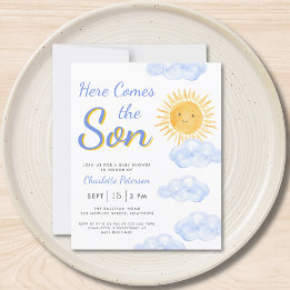 Budget Voici Le Fils Garçon Invitation Baby shower