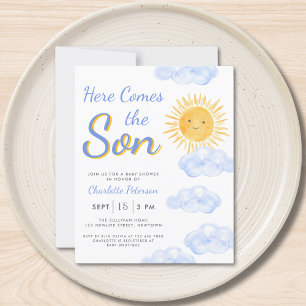 Budget Voici Le Fils Garçon Invitation Baby shower