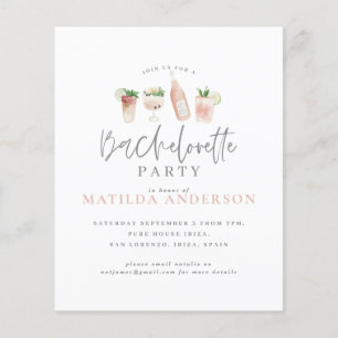 budget watercolor bachelorette invitation