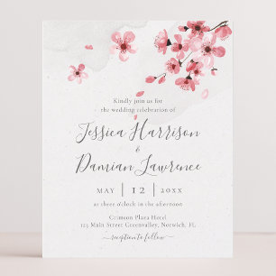 Budget Watercolor Floral Cherry Blossom Wedding