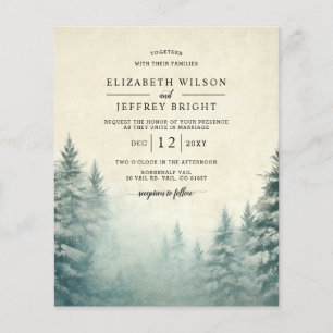 Budget Watercolor Pine Forest Mariage d'hiver