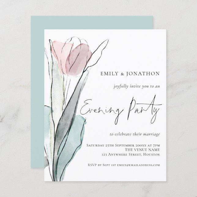 Budget Watercolor Tulip Mariage Soirée (Devant / Derrière)