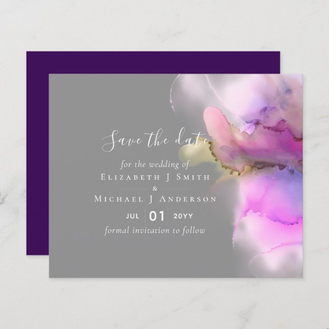 Budget Watercolor Wedding Abstract Save Dates (Devant / Derrière)